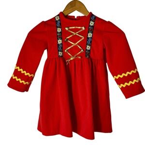 Vtg German Austrian Dirndl Dress Girl's Sz 6x 7 XXS Alpine Edelweiss Folk